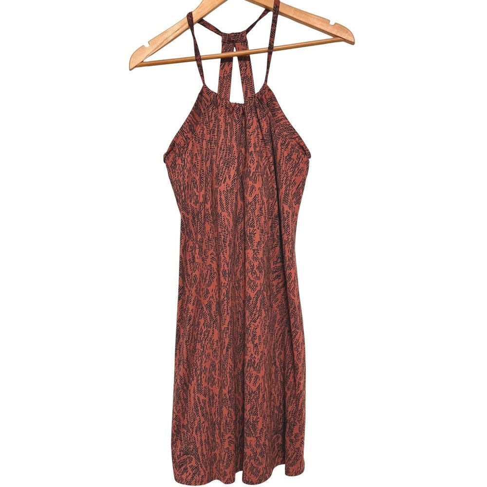 Eddie Bauer Halter Dress Womens Small Rust Orange Animal Print T-Back EL04213T